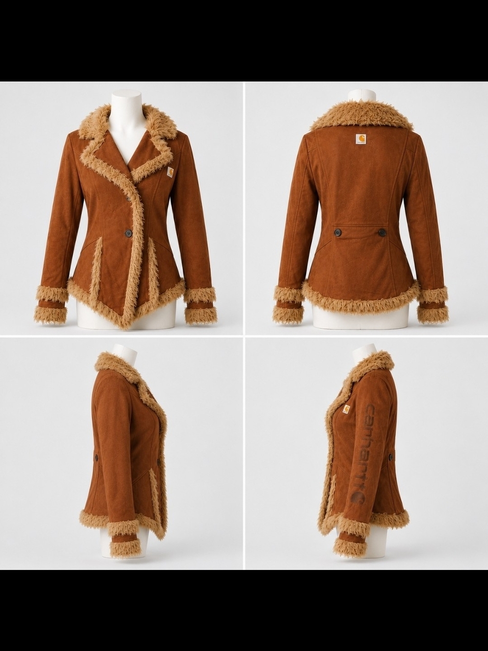 Custom Faux Suede & Fur Boho Western Coat (Carhartt Rep Style) Large
